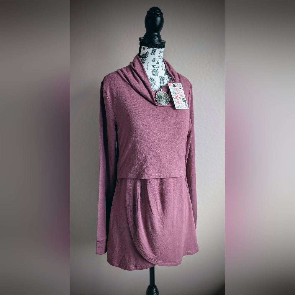 💜Latched Mama💜 Mauve Cowl Neck Petal Pullover Small NWT